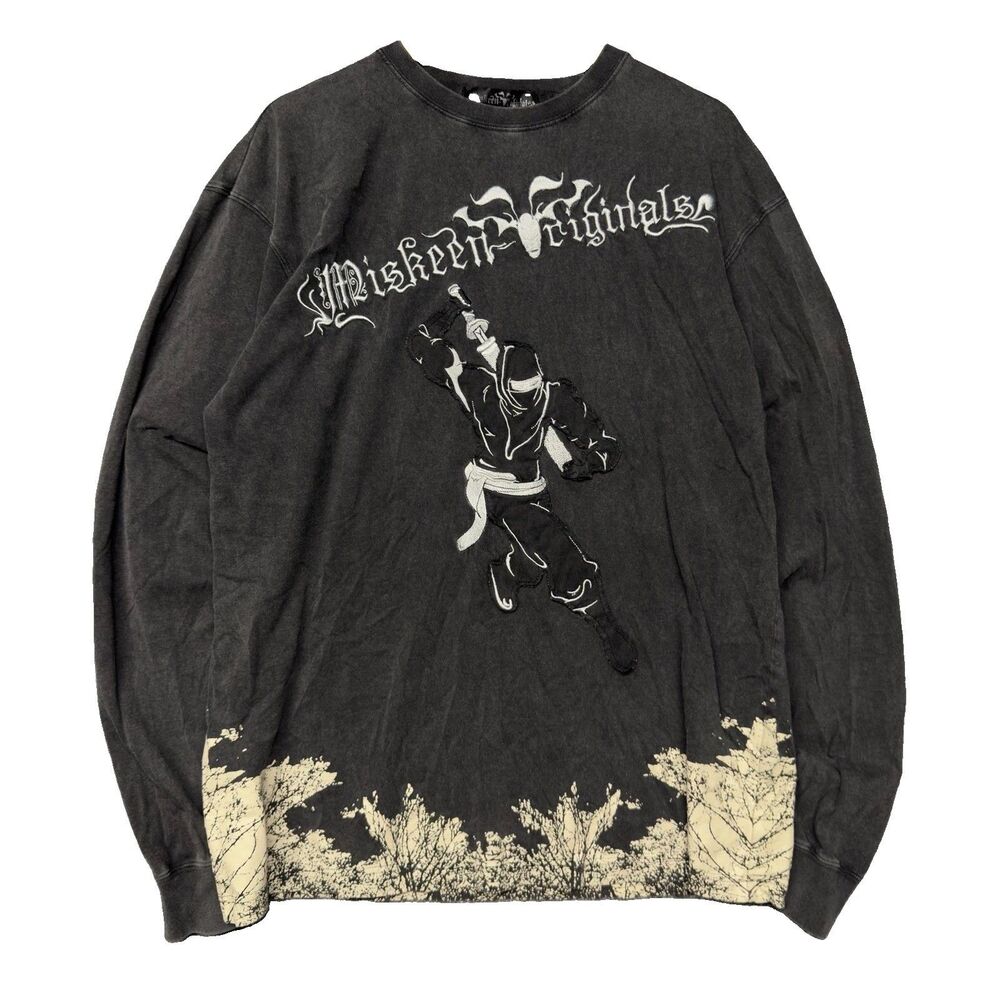 Miskeen Originals Ninja Graphic Shirt Mens 2XL Long Sleeve Streetwear Art Y2K